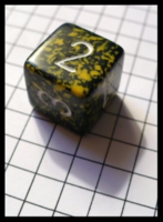 Dice : Dice - 6D - Yellow and Black Speckle Mix With White Numerals